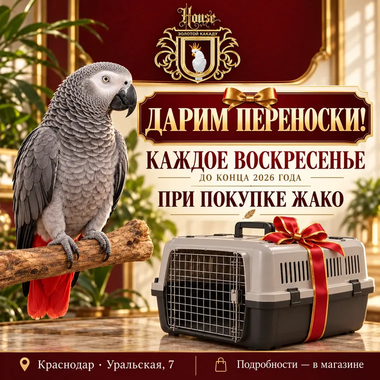 Акция: дарим переноски каждое воскресенье при покупке жако