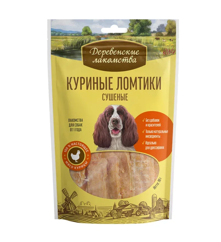 Куриные ломтики сушеные "Деревенские лак-ва", 90 гр
