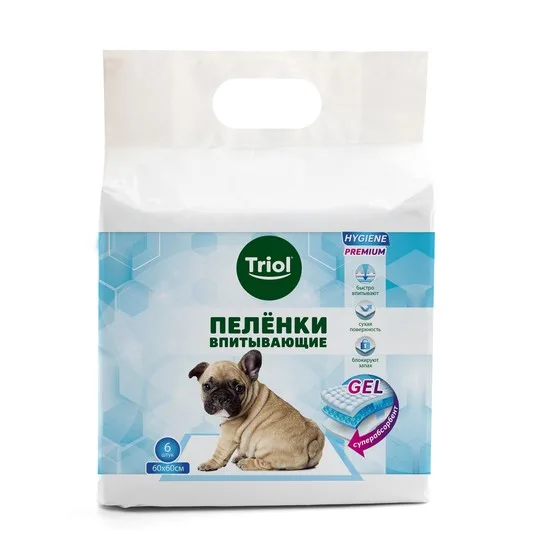 Подстилки впитывающие, 600*600мм (уп.6шт.), серия HYGIENE, Triol