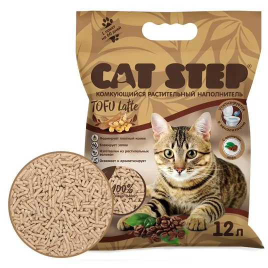 CAT STEP Tofu Latte Наполнитель растительный комкующийся, 12л