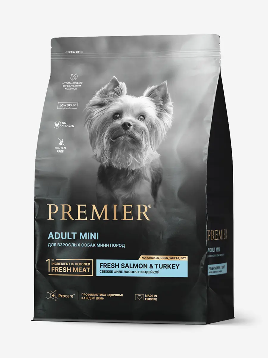 Premier Dog Salmon&Turkey ADULT Mini (Свежее филе лосося с индейкой для собак мелких пород) 1 кг, шт