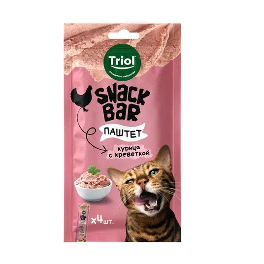 Triol SNACK BAR Лакомство для кошек "Паштет из курицы с креветкой", 40г, шт