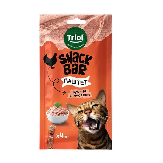 Triol SNACK BAR Лакомство для кошек "Паштет из курицы с лососем", 40г, шт