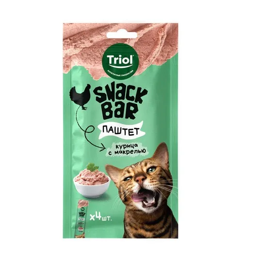 Triol SNACK BAR Лакомство для кошек "Паштет из курицы с макрелью", 40г, шт
