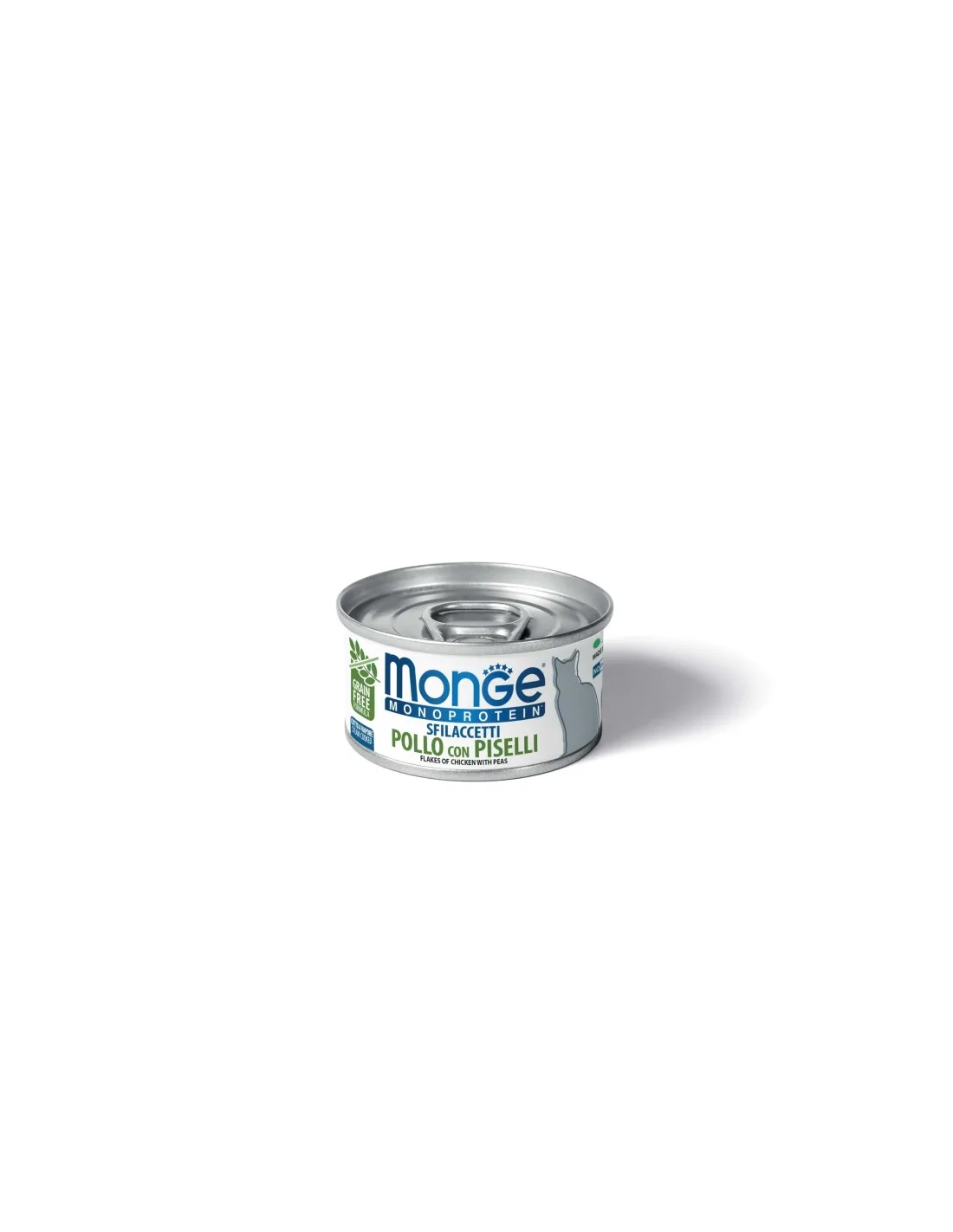Влажный корм Monge Cat Monoprotein для кошек, мясные хлопья из курицы с горошком, консервы 80 г (321
