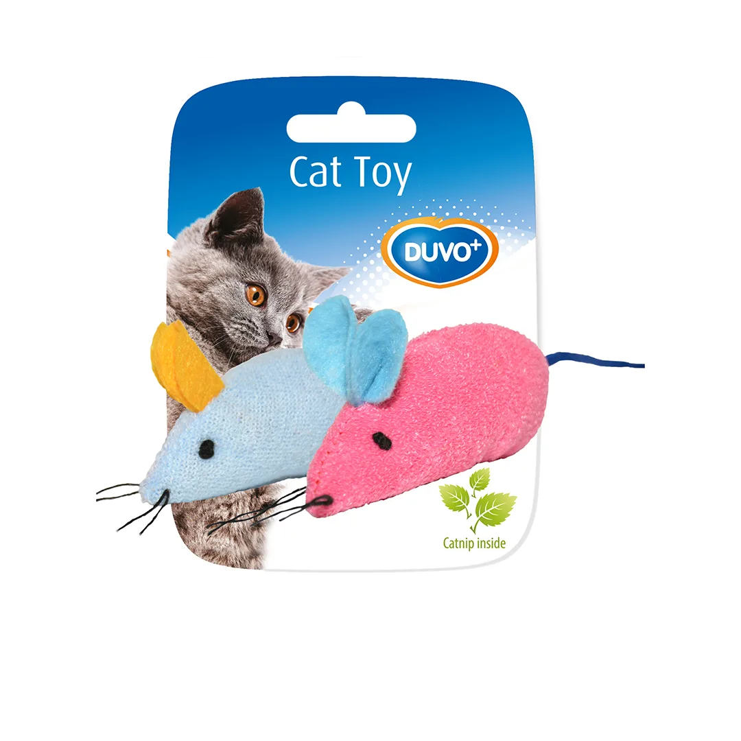 Игрушка для кошек Duvo+ "Две мышки" с кошачьей мятой, мультиколор, 6 х 5 х 3см