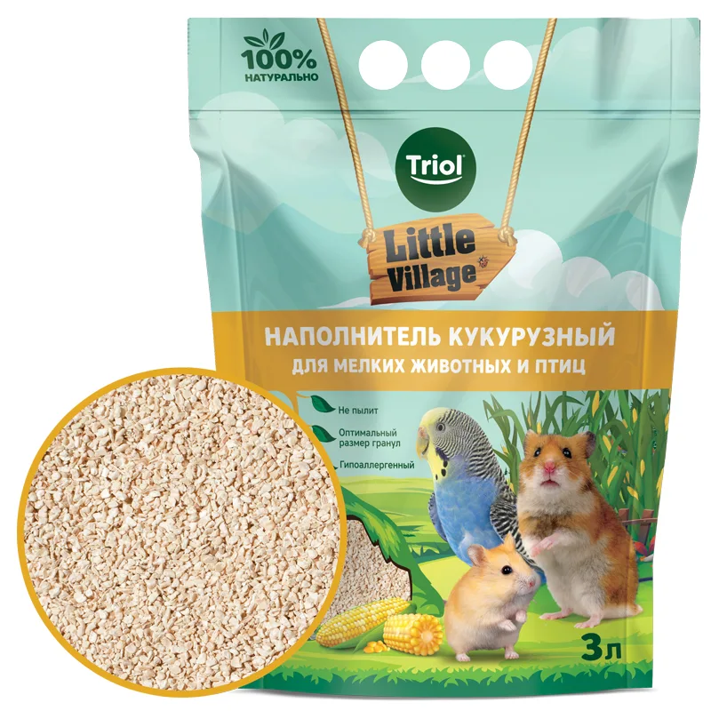 Триол наполнитель кукурузный для мелких животных и птиц 3л