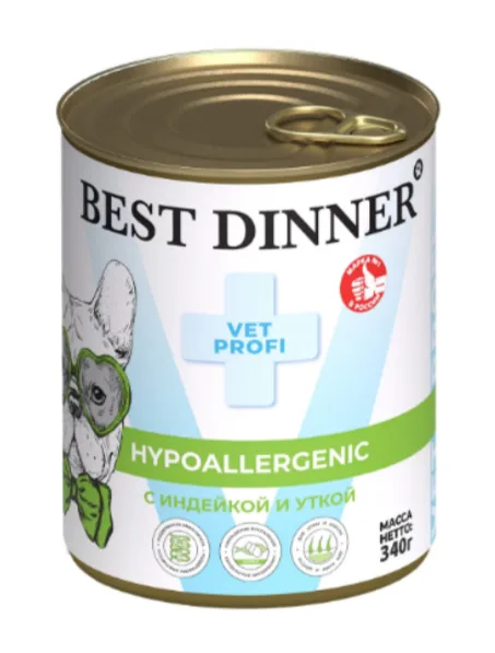 Best Dinner ВетПрофи Конс д/собак Hypoallergenic индейка,утка 340г