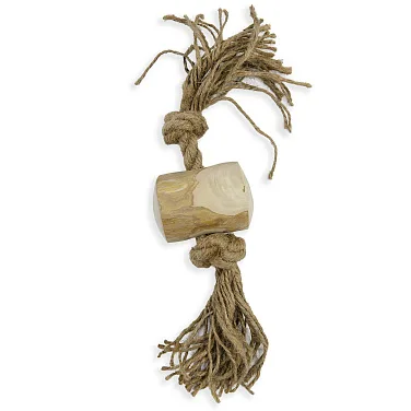 COFFEE WOOD Игрушка для собак "Бочонок на веревке", 25см, М (Вьетнам)
