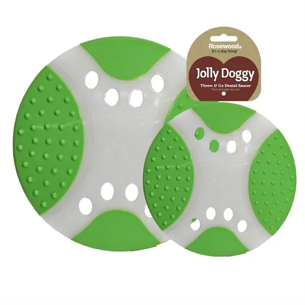 Игрушка для собак Rosewood Jolly Doggy "Летающая тарелка", бело-зеленая, 23см