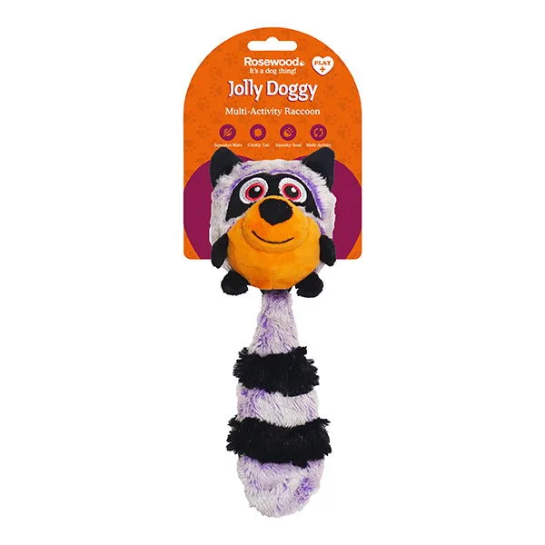 Игрушка для собак Rosewood Jolly Doggy Multi Activity "Енот" с отключаемой пищалкой, 28см