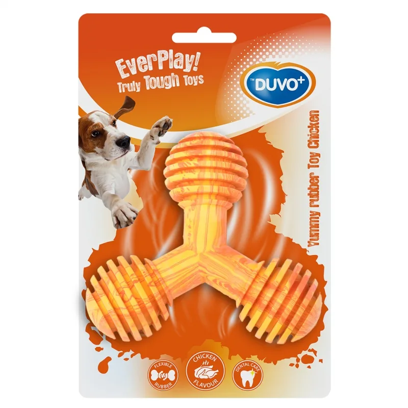 Игрушка для собак резиновая Duvo+ Юмми с ароматом курицы оранжевая, 8.5см