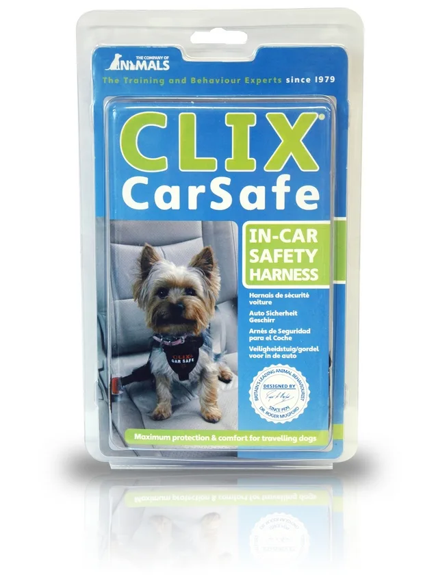 Шлейка для собак автомобильная с ремнем безопасности CLIX CarSafe, черный, L, 75-95см, Company of Animals