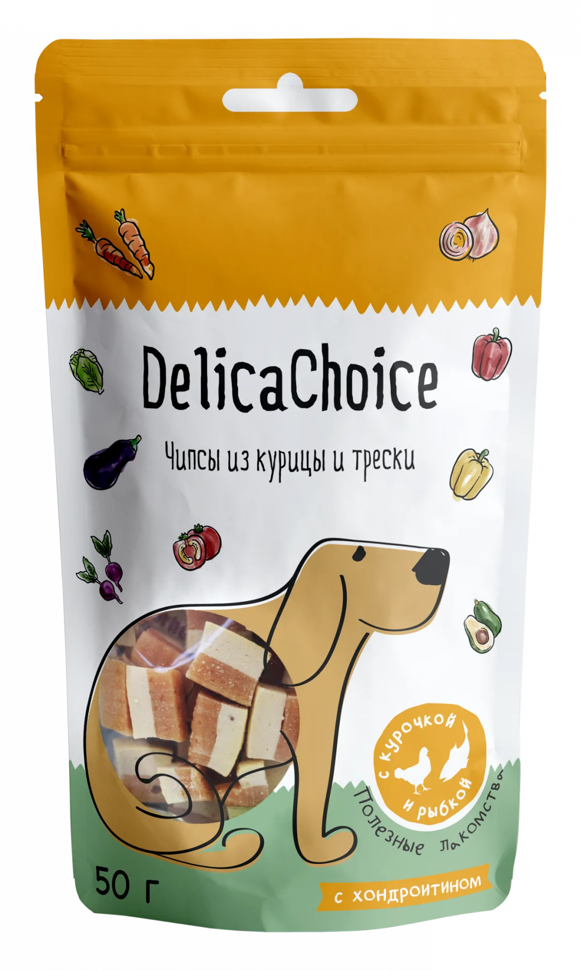 ДеликаЧойс Чипсы из курицы и трески 50г 1х50 шт, шт