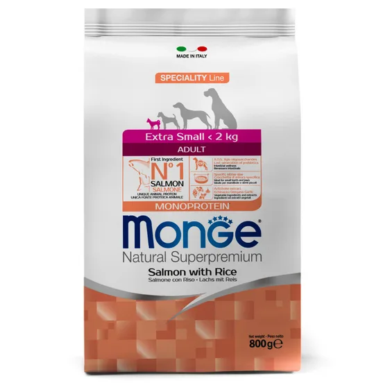 Monge Dog Speciality Line Monoprotein Extra Small сух д/собак миниатюрных пор Лосось с рисом 800гр