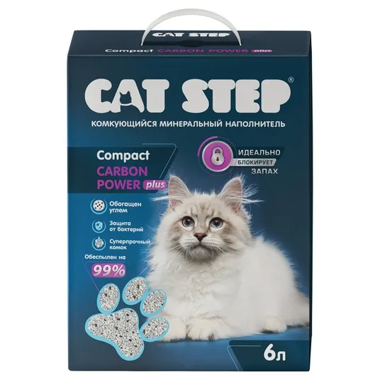 Наполнитель комкующийся минеральный CAT STEP Compact Carbon Power Plus, 6 л, шт фото 2