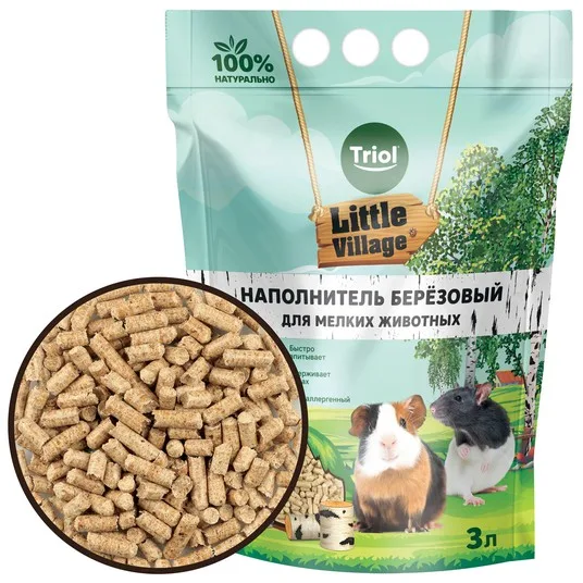 Наполнитель для мелких животных березовый, 3л, серия LITTLE VILLAGE, Triol, шт фото 4