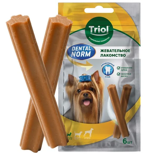 Triol DENTAL NORM Лакомство для собак Мелких пород "Палочки жевательные", 90г (уп. 6шт), шт фото 2
