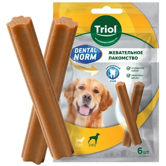 Triol DENTAL NORM Лакомство для собак Крупных пород "Палочки жевательные", 240г (уп. 6шт), шт фото 2