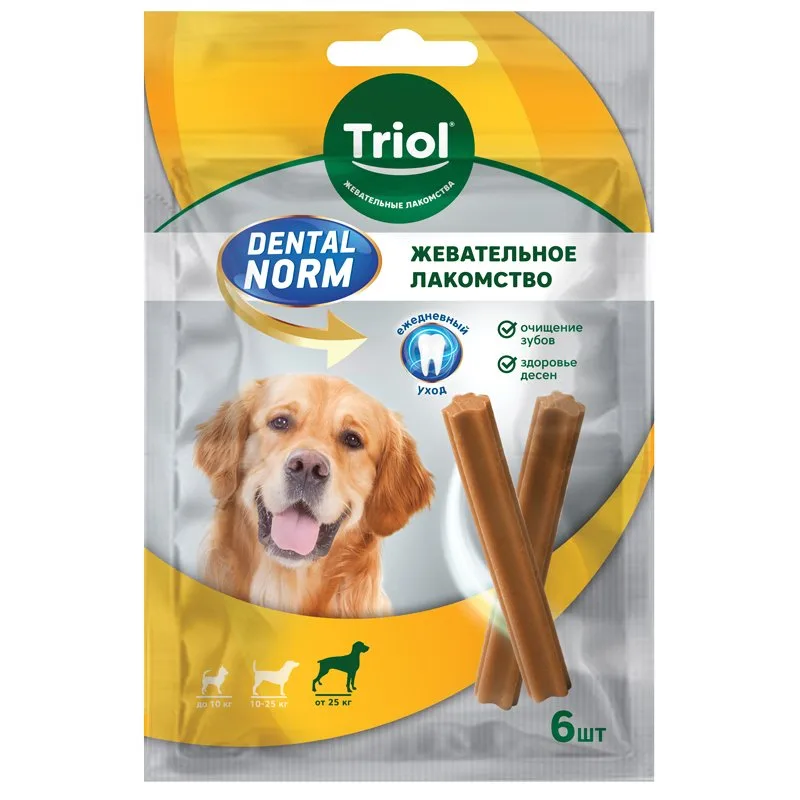 Triol DENTAL NORM Лакомство для собак Крупных пород "Палочки жевательные", 240г (уп. 6шт), шт фото 4