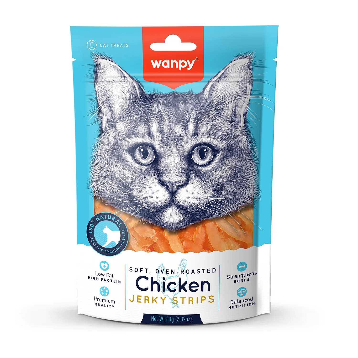 Wanpy Cat Лакомство для кошек "мягкая вяленая соломка" из курицы 80 г