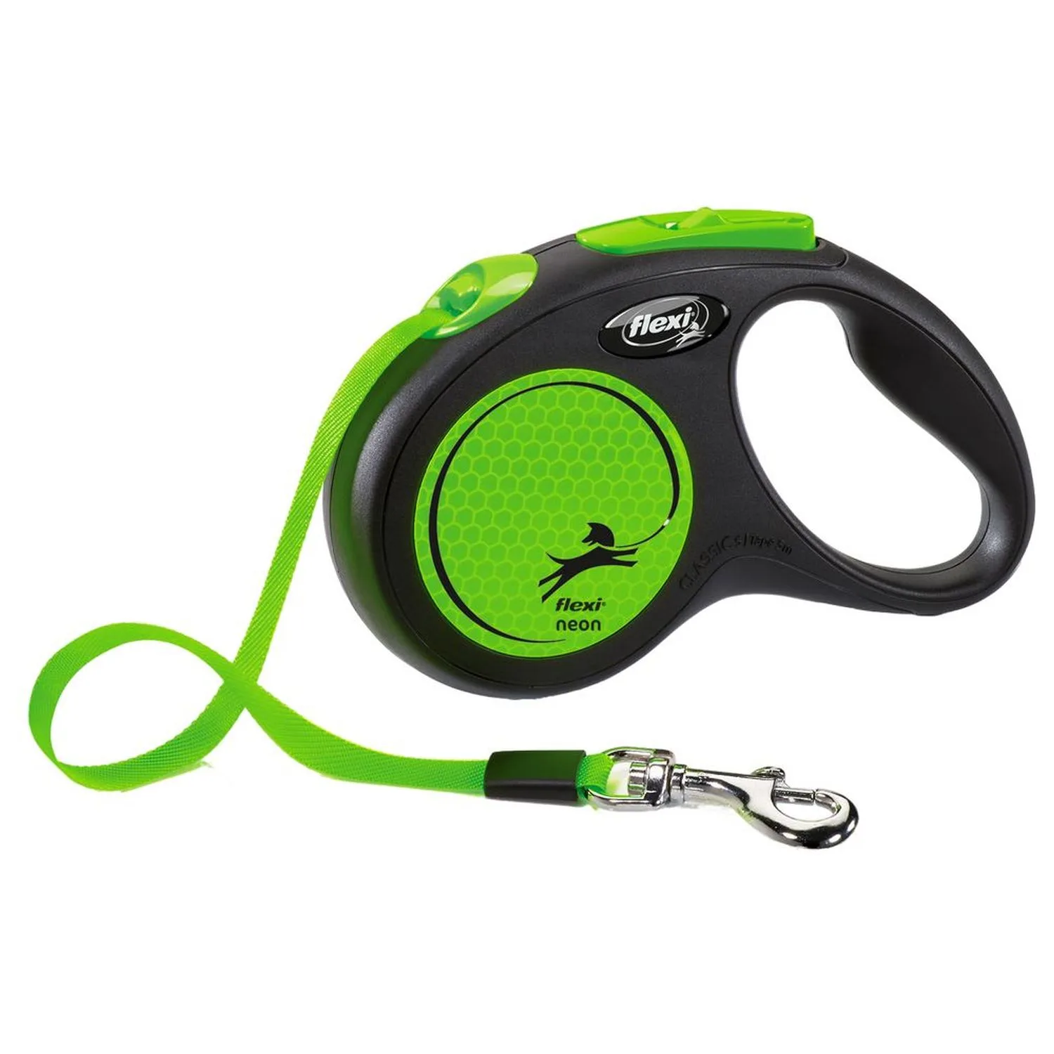 Рулетка Flexi Neon S ремень 5м до 15кг, зеленый неон