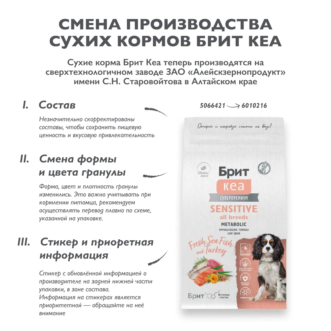 Брит Кеа Сухой корм DOG ADULT SENSITIVE ALL BREEDS. METABOLIC с морской рыбой и инд., 1,5кг, 6010216 фото 2