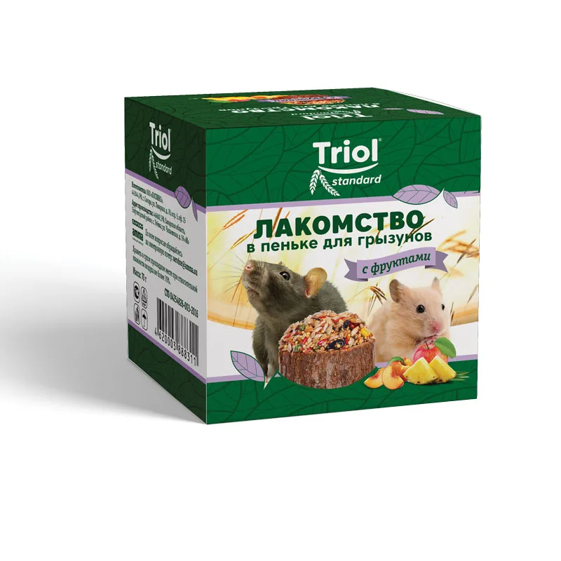 Лакомство в пеньке для грызунов с фруктами, 70г, Triol Standard фото 2