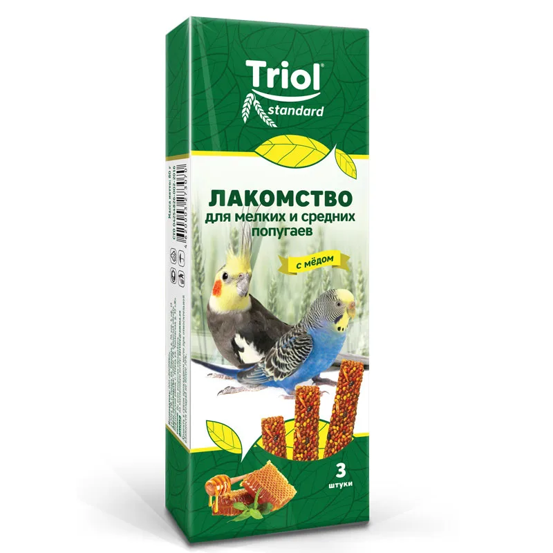 Лакомство для мелких и средних попугаев с мёдом (уп. 3 шт), 80г, Triol Standard фото 2