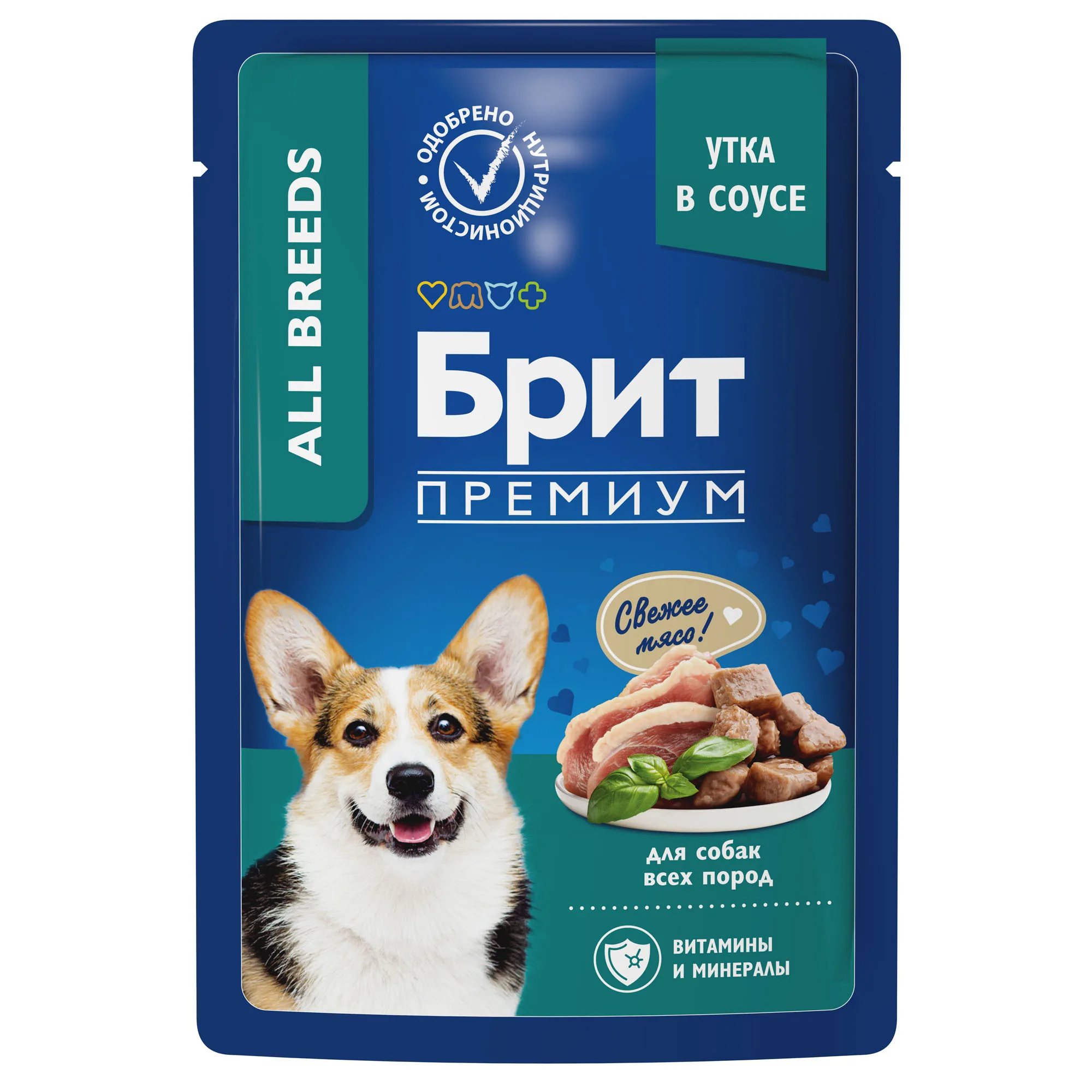 BRIT PREMIUM, Пауч для взрослых собак всех пород, Утка в соусе, 85г