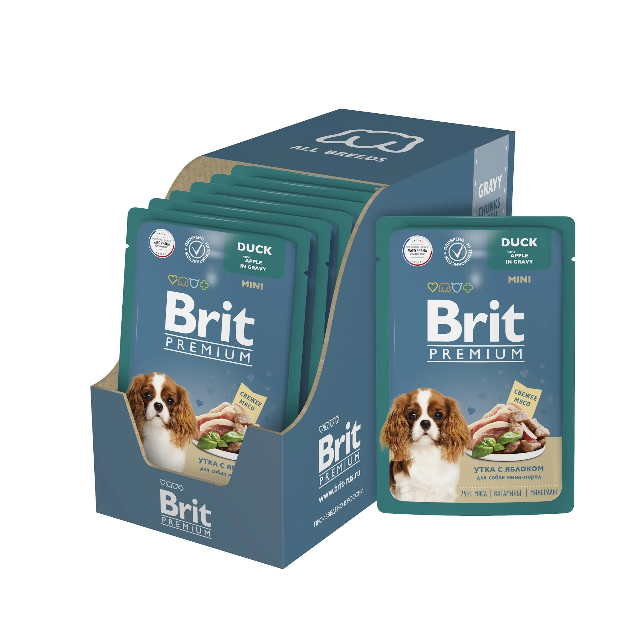 BRIT PREMIUM, Пауч для взрослых собак мини пород, Утка с яблоком в соусе, 85г фото 2