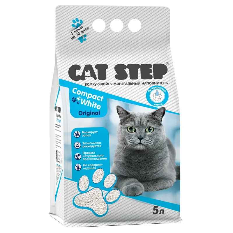 Наполнитель комкующийся минеральный CAT STEP Compact White Original, 5 л, шт фото 2