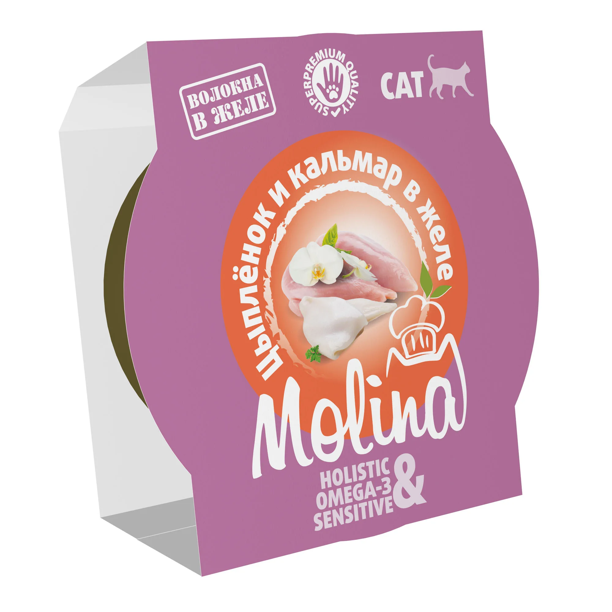 MOLINA. Ламистер для взрослых кошек. Цыпленок и кальмар в желе, 75 г, 1061182 фото 2