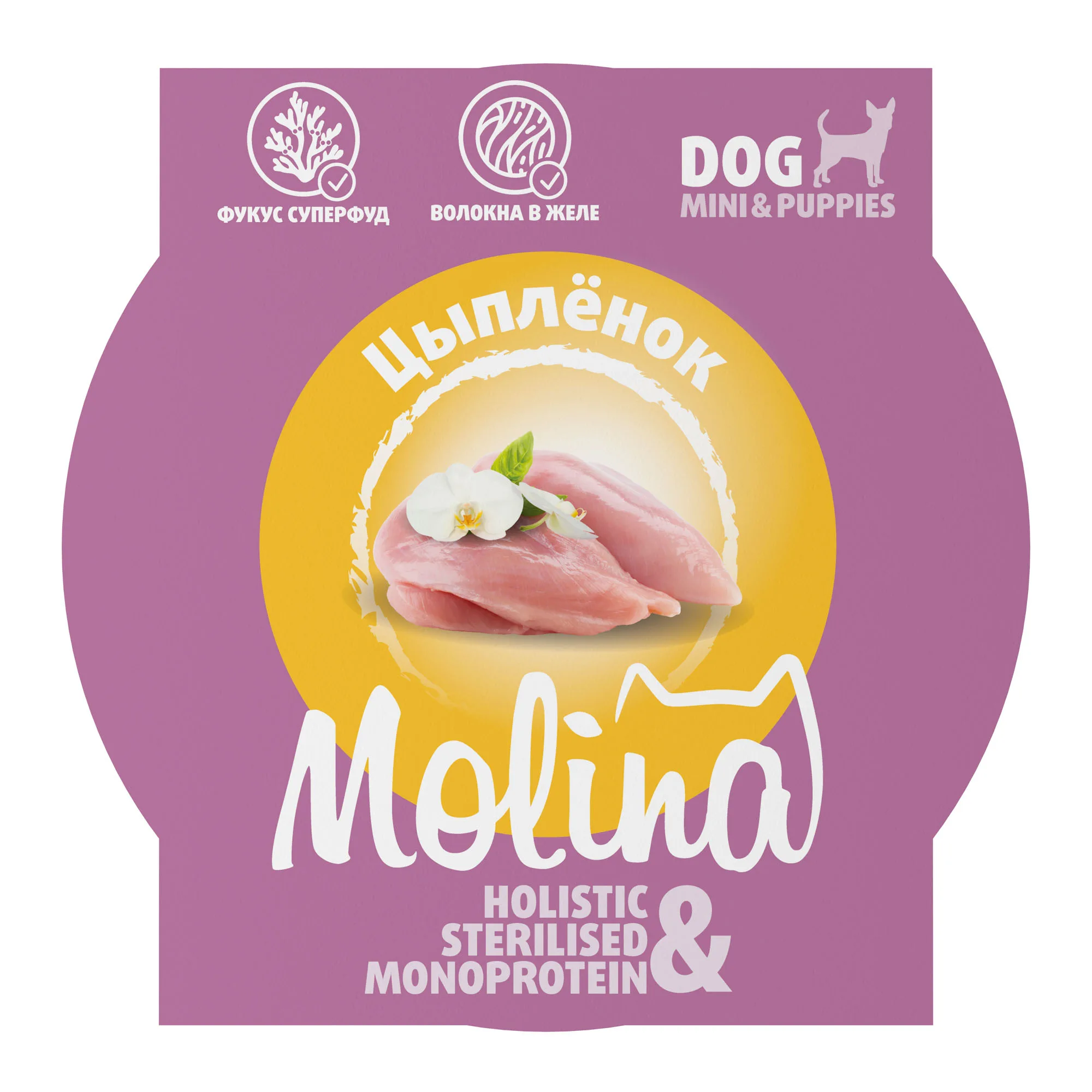 MOLINA. Ламистер для взрослых собак мини-пород. Цыпленок в желе, 75 г, 6010650