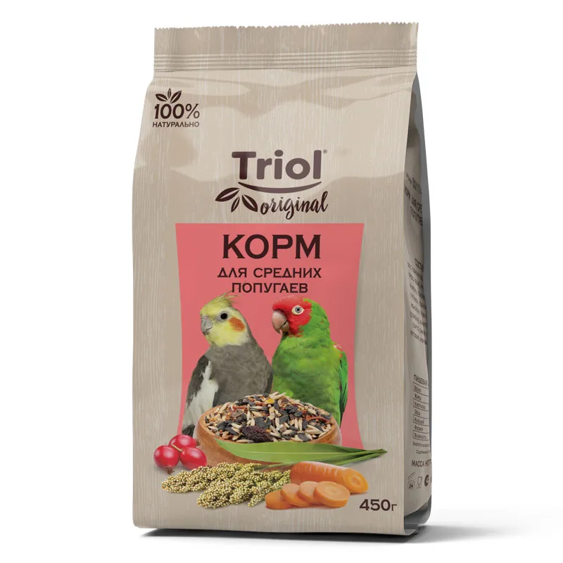Корм для средних попугаев, 450г, Triol Original