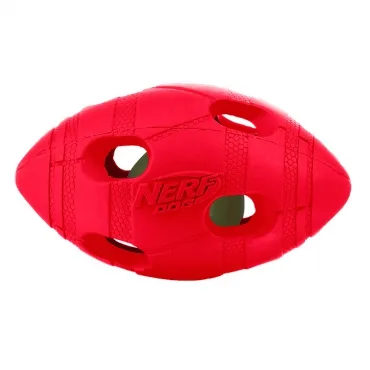 Игрушка для собак Nerf "Мяч для регби", светящийся, цвет: голубой, зеленый, 13.5см