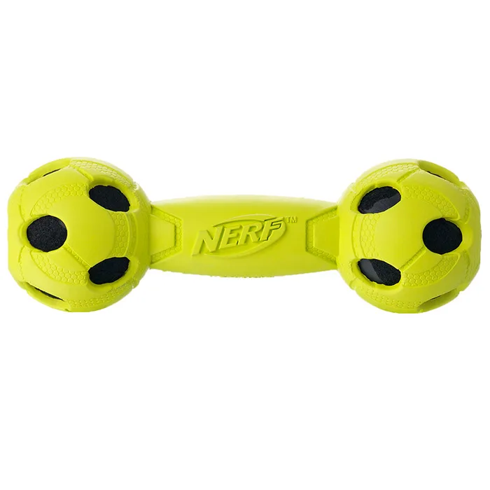 Игрушка для собак Nerf Гантель двухцветная светящаяся, 17.5см