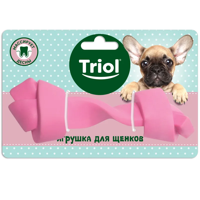 Игрушка для щенков Triol Puppy "Кость узловая" розовая, термопластичная резина, 13.5см, 12191178 фото 2